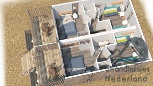 Plattegrond strandhuisje Hoek van Holland boven
