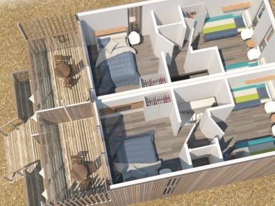 Plattegrond strandhuisje Hoek van Holland boven